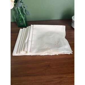 Vintage Embroidered Cutout Napkins, Set of 7, Cottagecore Linens